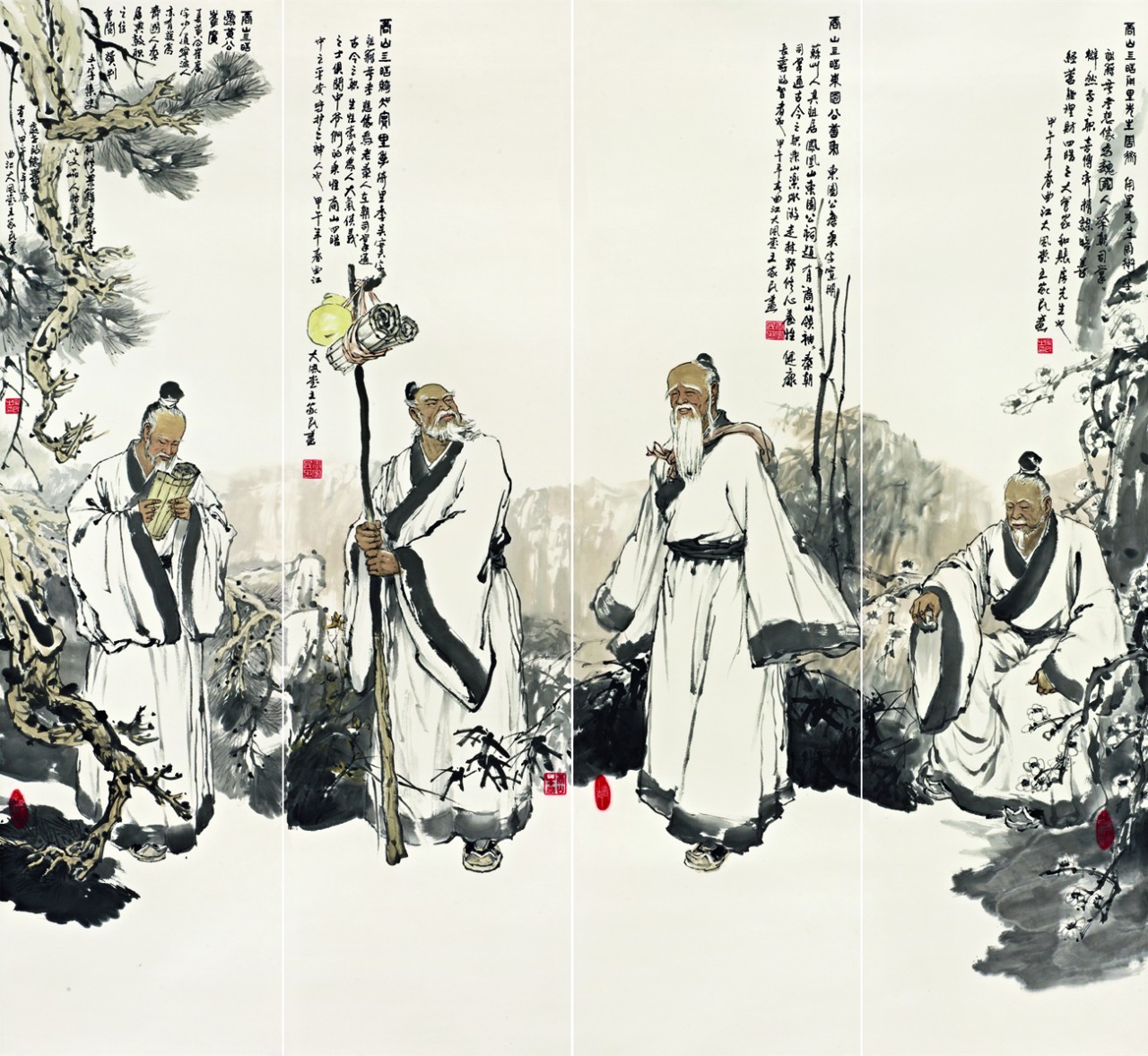 商山四皓·造像图