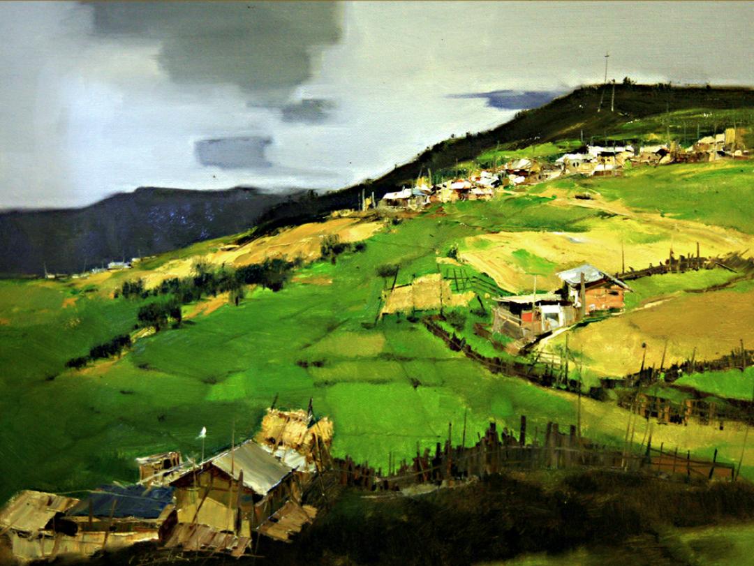 油画 甘南迭部县扎尕那写生  60×80   厘米
