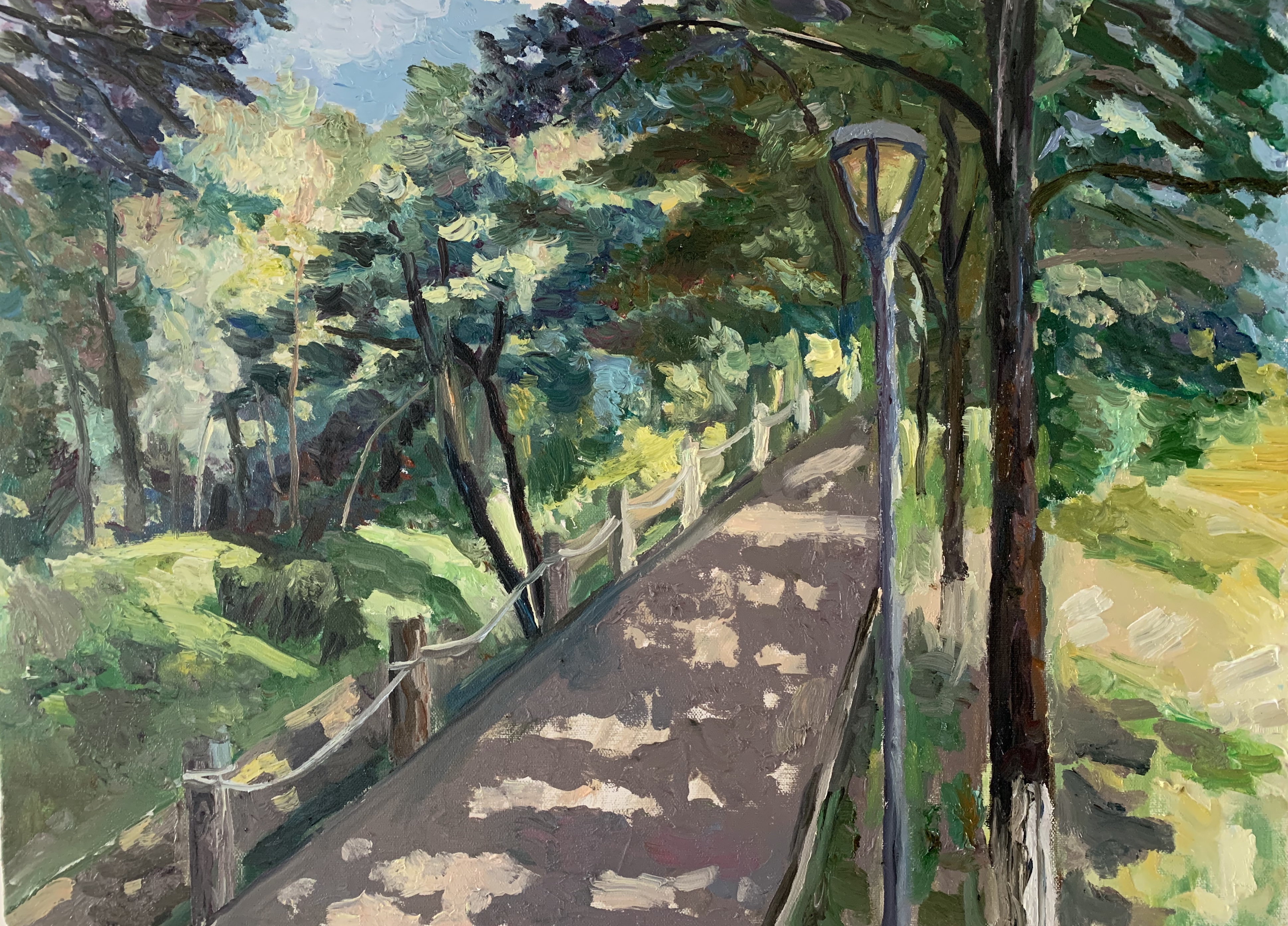 《林荫小路》布面油画  40厘米55厘米  2020年